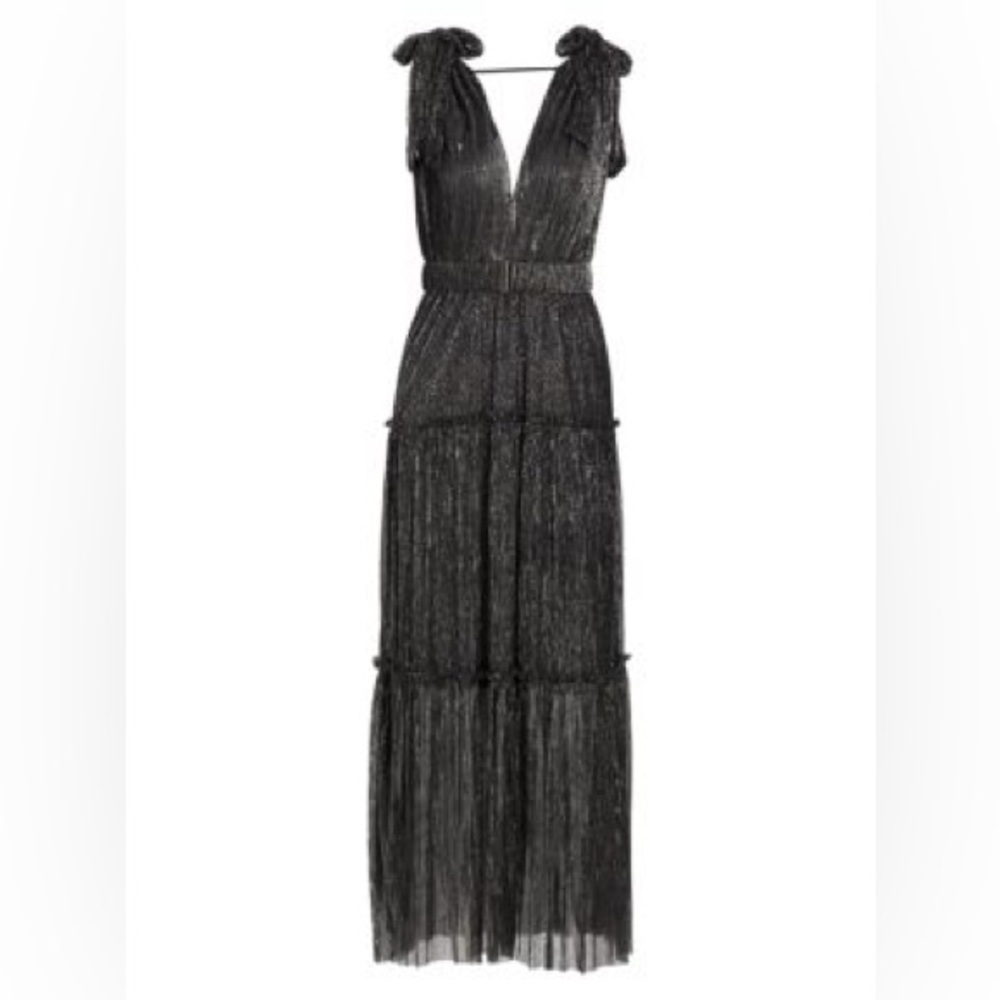 Sabina Musáyev Helena Metallic Tiered Maxi Dress